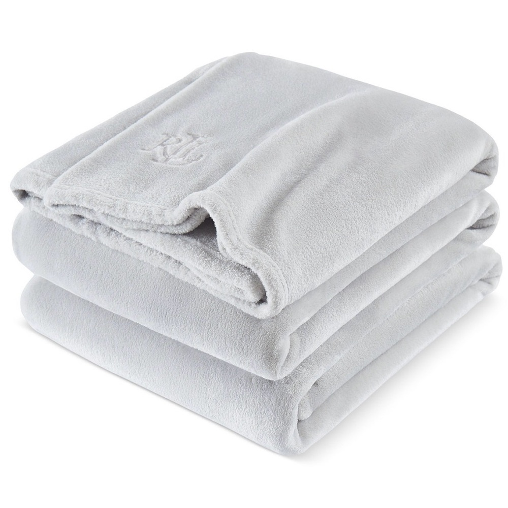 NEW Lauren Ralph Lauren Micromink Blanket Quiet Grey Gray {Twin 90 x 66}